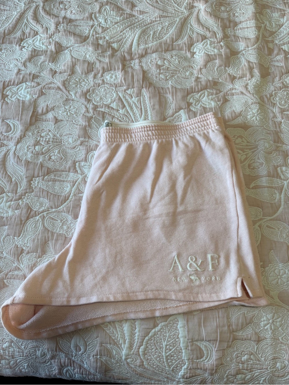 Abercrombie & Fitch Pale Pink Embroidered Waistband Shorts